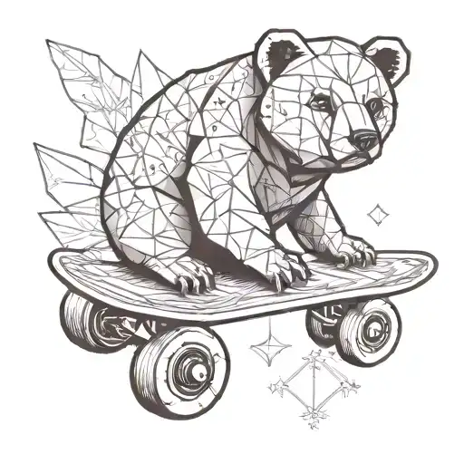 drawing under the skateboard an origami bear tattoo design idea