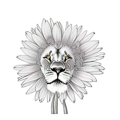 Lion with a daisy and rose with the Air Force symbol below it all tattoo design idea