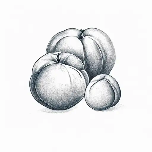 Design a southern United States simple modern illustration logo featuring two plump peaches as focal point and a stylish tattoo design idea