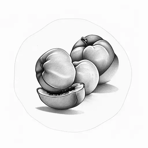 Design a southern United States simple modern illustration logo featuring two plump peaches as focal point and a stylish tattoo design idea