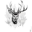 An illustration for a tattoo about a deer hunting a hunter. Tattoo and caricatur tattoo design idea