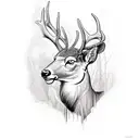 An illustration for a tattoo about a deer hunting a hunter. Tattoo and caricatur tattoo design idea