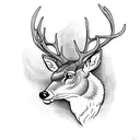 An illustration for a tattoo about a deer hunting a hunter. Tattoo and caricatur tattoo design idea