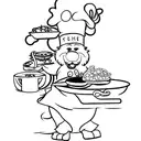 A whimsical tattoo of a dog chef preparing a delicious meal tattoo design idea