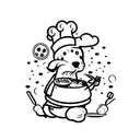 A whimsical tattoo of a dog chef preparing a delicious meal tattoo design idea