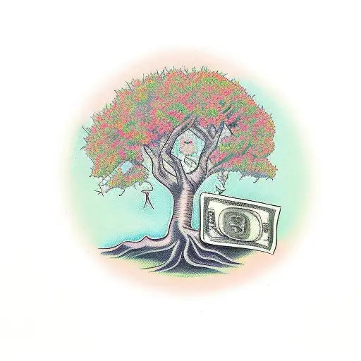 tree with money instead of leaves tattoo design idea