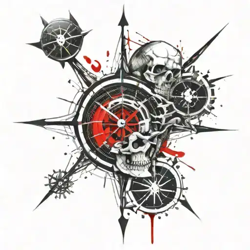 Skull Compass  tattoo design idea