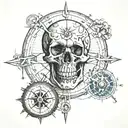 Skull Compass tattoo design idea