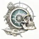 Skull Compass tattoo design idea