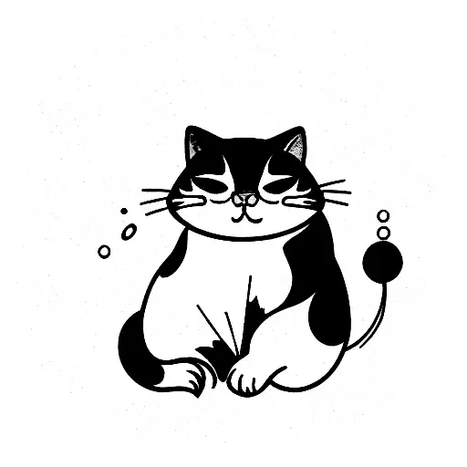 drunk fat cat tattoo design idea
