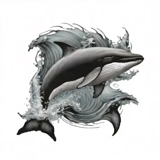 jumping humpback whale tattoo design idea