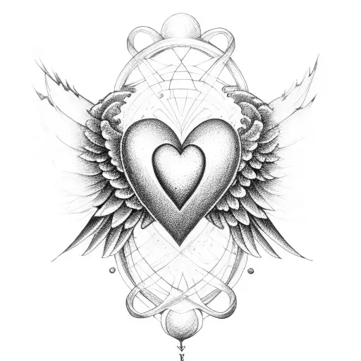 heart with wings with invisible name Mary Ann tattoo design idea