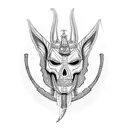 anubis with skeleton rib cage tattoo design idea