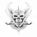 anubis with skeleton rib cage tattoo design idea