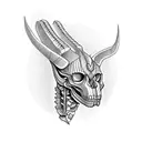 anubis with skeleton rib cage tattoo design idea