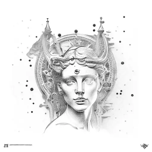 venus de milo broken with gold ink tattoo design idea