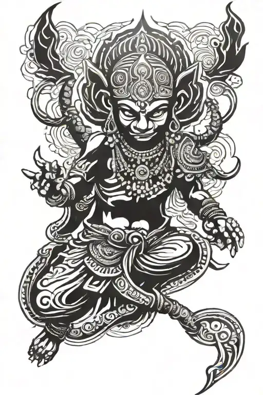 Asura indian full length tattoo design idea