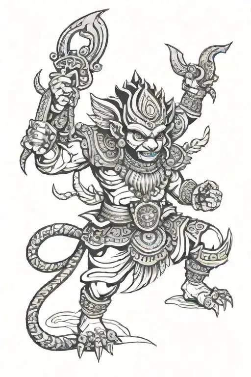 Asura indian full length tattoo design idea