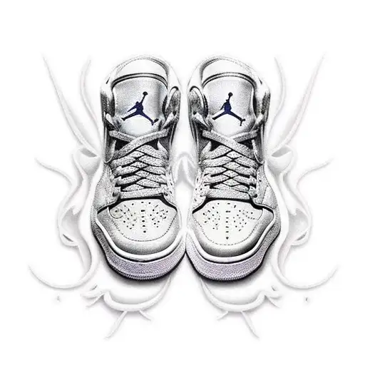 Air Jordan sneakers transforming into wings tattoo design idea