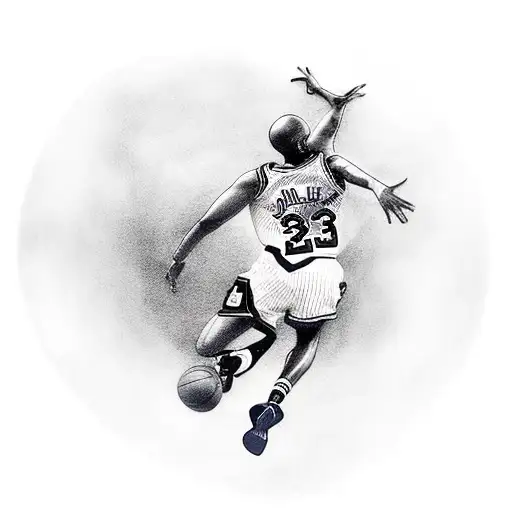 Michael Jordan's iconic fadeaway jump shot tattoo design idea