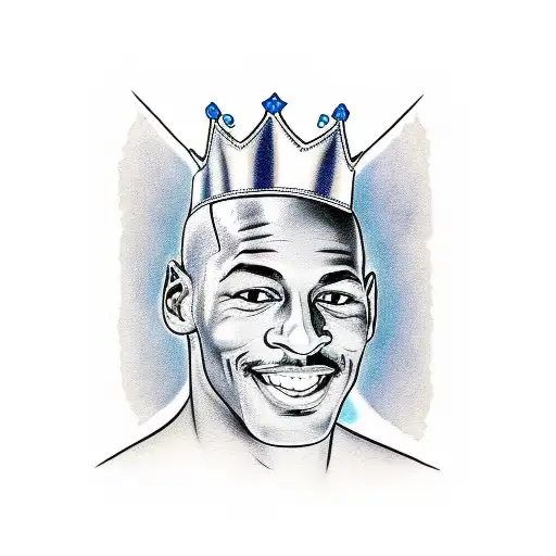 Portrait of Michael Jordan with a crown on his head tattoo design idea