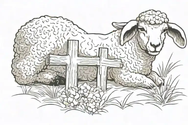 lamb with a cross tattoo design idea