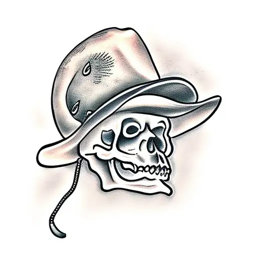 dog skull in a cowboy hat tattoo design idea