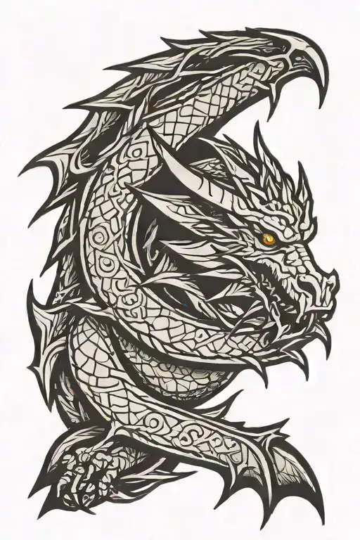 Skyrim dragon logo tattoo design idea