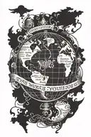 The World is Yours text with globe  tattoo design idea