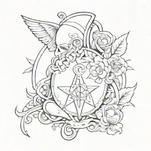 A unique tattoo design incorporating elements of gynecology and nursing, with a sketch style tattoo design idea