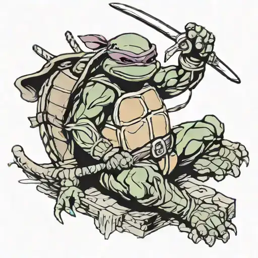 Simple TMNT Donatello black tattoo design idea