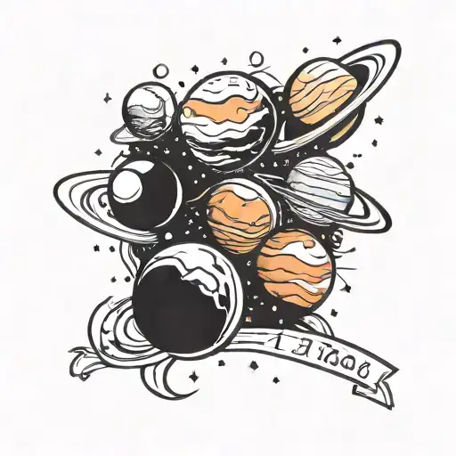 planets solar system girly with words I love you tattoo design idea