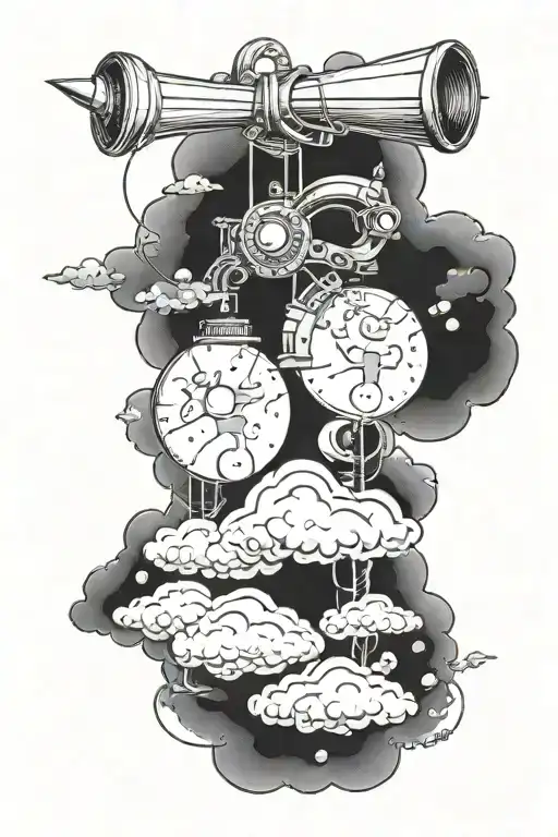 clouds surrounding a open scroll wheel saying don't tell me the sky is the limit when there are footprints on the moon tattoo design idea