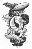 clouds surrounding a open scroll wheel saying don't tell me the sky is the limit when there are footprints on the moon tattoo design idea