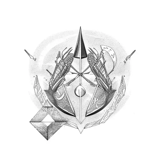 mix between a strelitzia and the sign of sagittarius tattoo design idea