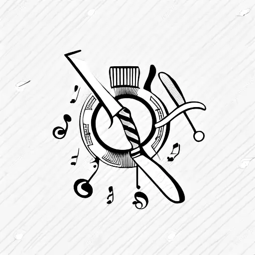 A chef's knife with musical notes forming the blade tattoo design idea