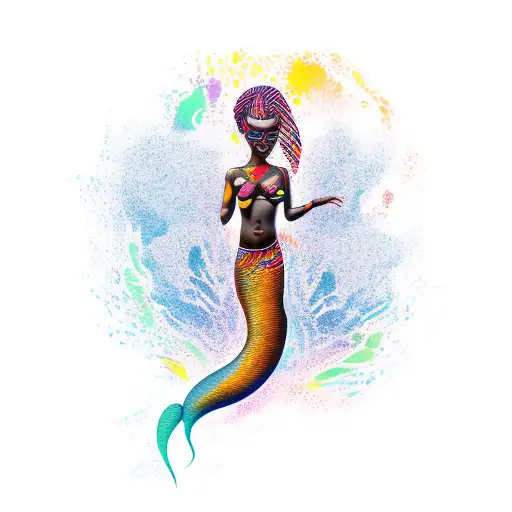 african mermaid tattoo design idea