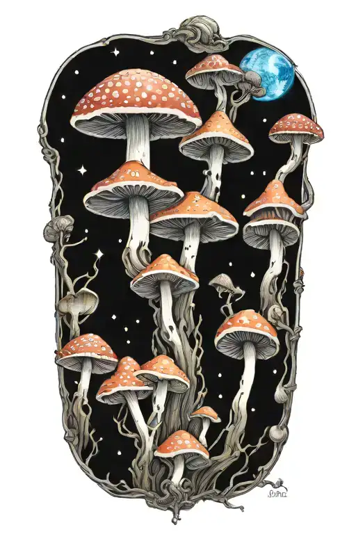 stars moons magic mushroom dungeons amd dragons tattoo design idea