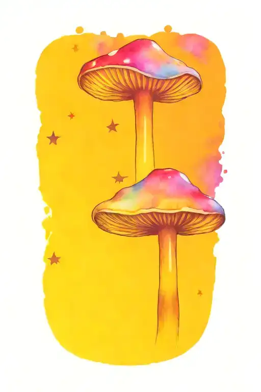 stars moons magic mushroom playing tattoo design idea