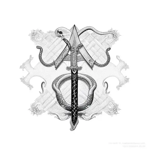 sword with snake tattoo design idea