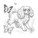 cavalier king charles spaniel chasing butterfly tattoo design idea