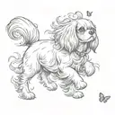 cavalier king charles spaniel chasing butterfly tattoo design idea