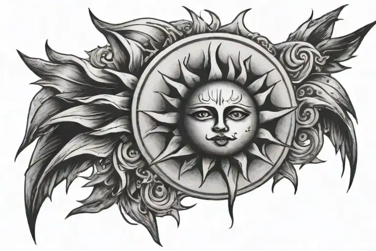 sun tattoo with spikes tattoo design idea