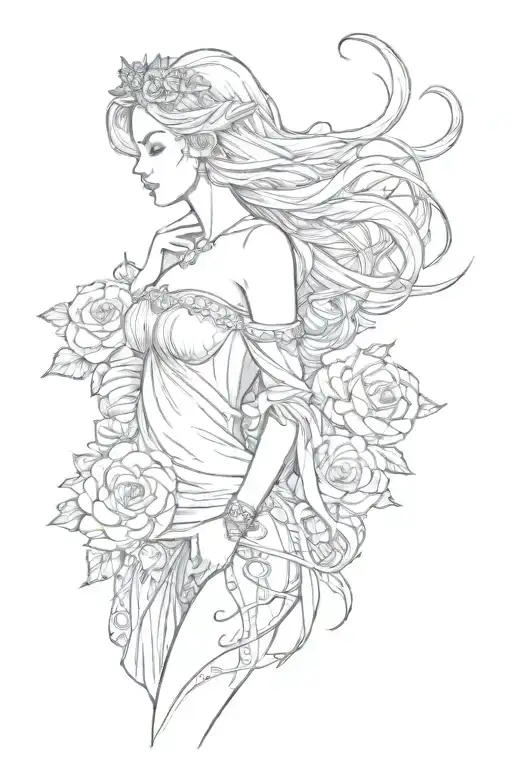 full body Aphrodite realistic sexy girl shoulder tattoo tattoo design idea