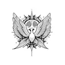 symmetrical dove with flower in mouth, wings spread. very fine details, religious feel tattoo design idea