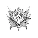 symmetrical dove with flower in mouth, wings spread. very fine details, religious feel tattoo design idea