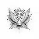 symmetrical dove with flower in mouth, wings spread. very fine details, religious feel tattoo design idea