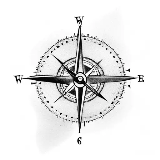 clock compass and gers saying "I will find my way" tattoo design idea