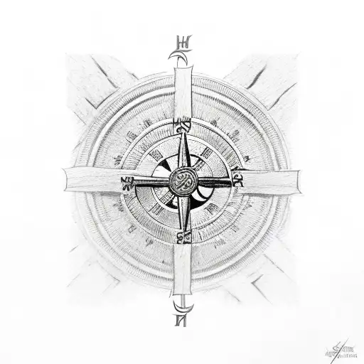 thors hammer, Viking compass tattoo design idea