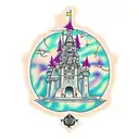 evil castle, ghosts, transparent  tattoo design idea